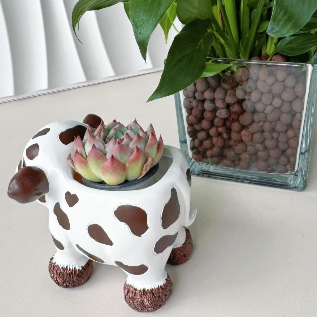 Milk Cow Flower Pots Resin Succulent Flowerpot Small Medium Plants Indoor Outdoor Decoration Courtyard Garden Plant Accessories