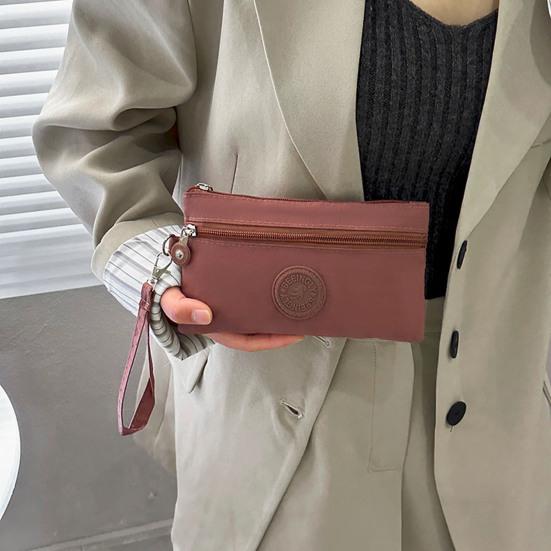 Coin Purse Smooth Zipper Multiple Compartments Small Wallet Minimalist Design Keys Cards Mobile Phone Pouch