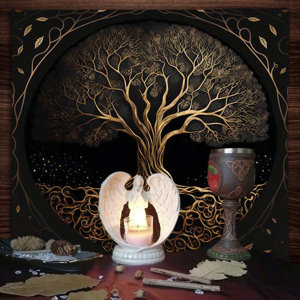 Altar Tuch Tarot Matte Tisch Tuch Hexerei Quadrat Altar Wicca Spiritueller Altar Tuch Lebensbaum 50x50cm/75x75cm
