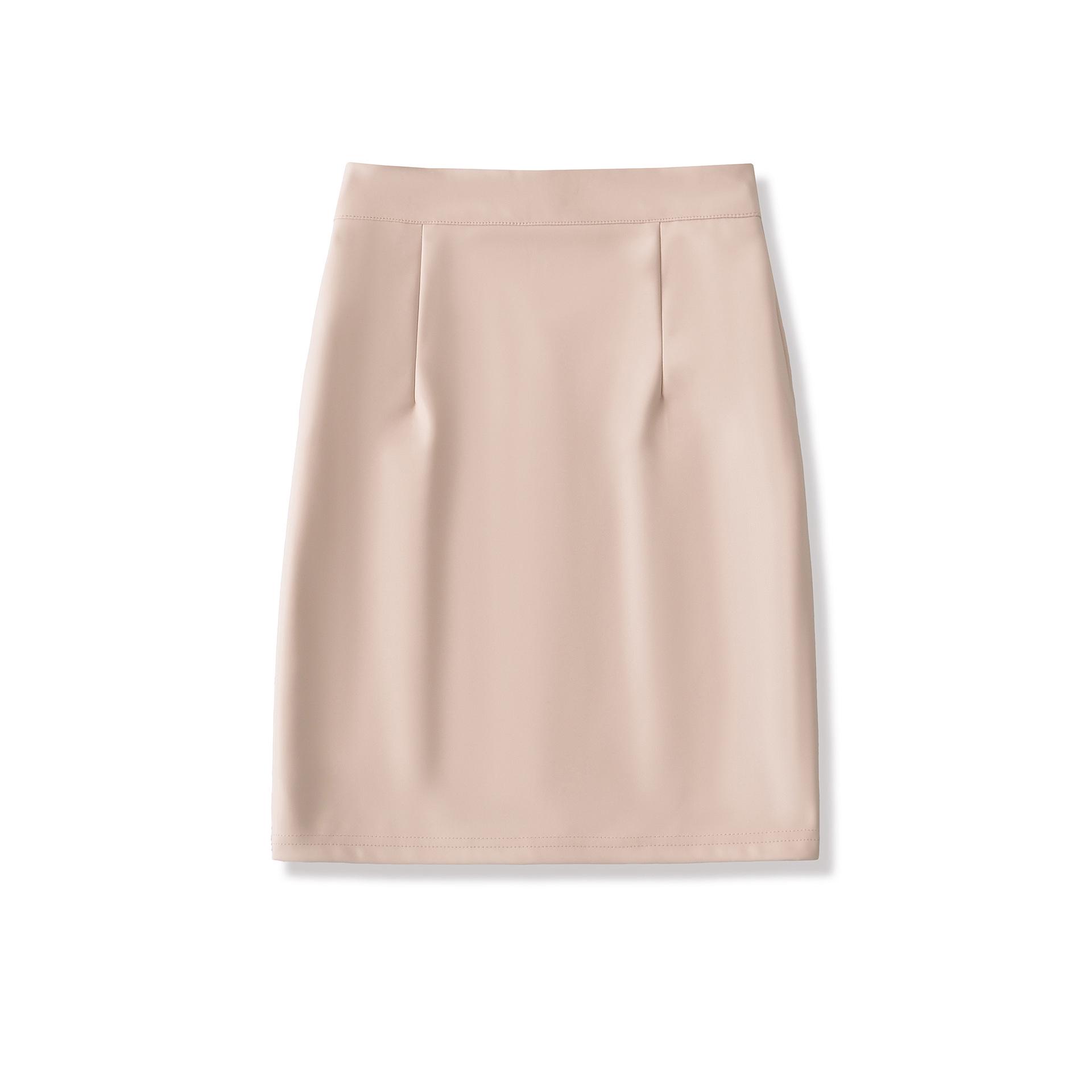 

Autumn European & American Stylish Sexy Hip-Hugging Leather Skirt with Slit Extra Small рожевий