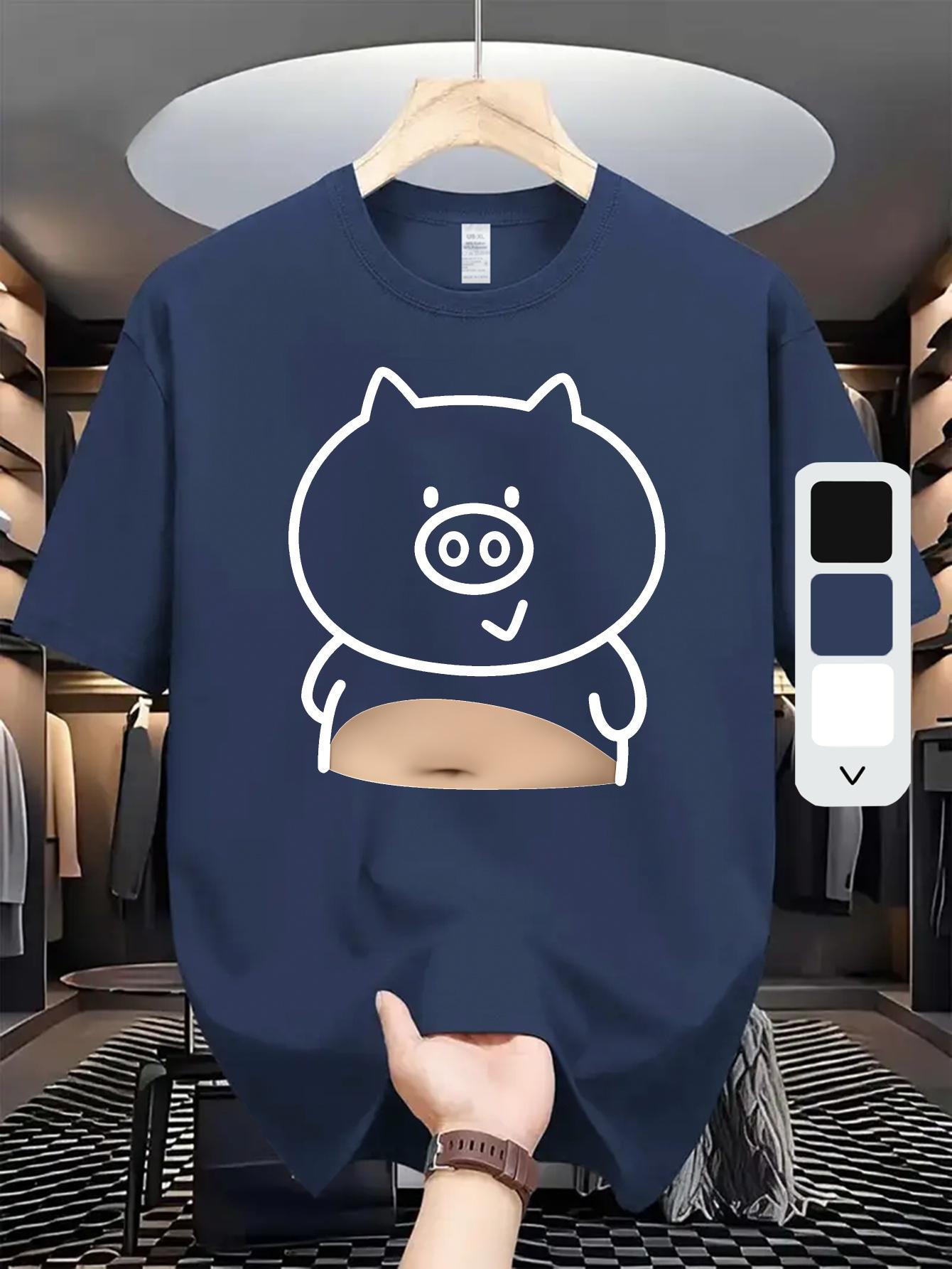 Black T-shirt - Soft Breathable Cotton Blend Tee with Minimalist Pig Face Graphic S