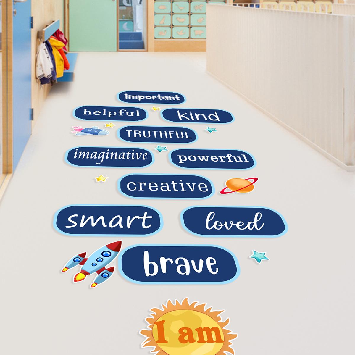 

Children Floor Sticker Multi-color Graphic English Letter Wall Sticker Living Room Bedroom Kindergarten Decorative Wall Sticker 30x60cm 3 sheet