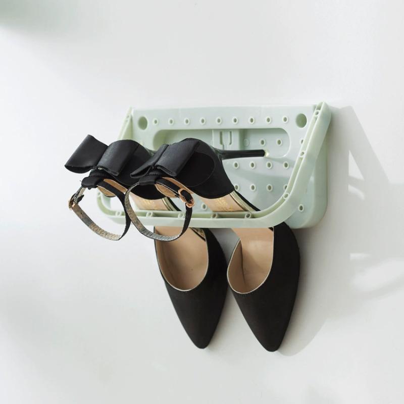 Estante de zapatos plegable sin taladros organizador de pared para baño soporte de zapatillas