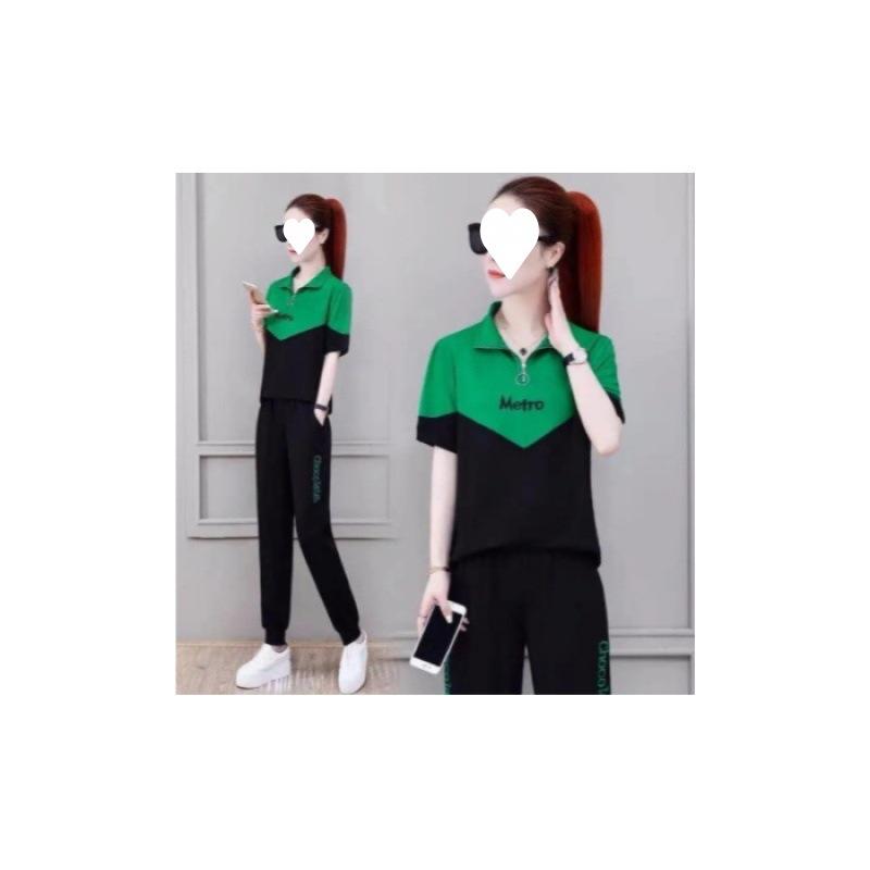 Sportswear Casual Suit Women's Summer Running Wear Fashionable Loose Slim Large Size Stand Collar Two-piece Set