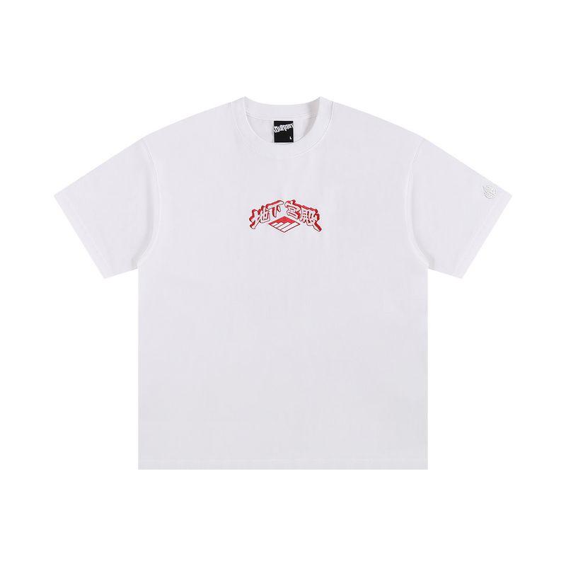 Burnin* Underground Palace Embroidered Short Sleeve T-Shirt for Men and Women, White Classic Basic Crew Neck T-Shirt, Crew Neck Top