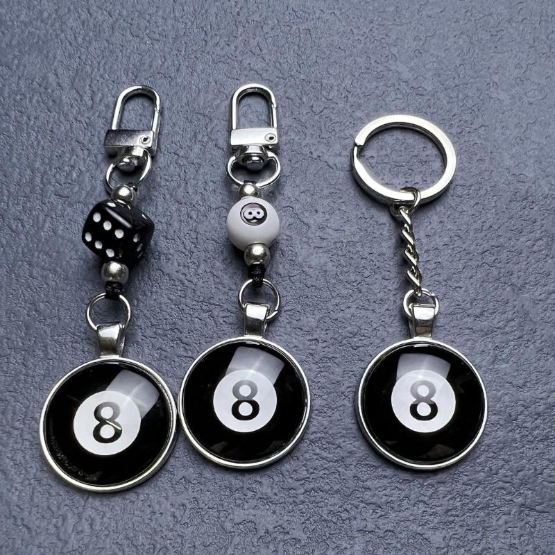 Smiling Face Dice 8 Ball Charm Keyring Backpack Decoration Handmade Pendant Keyring Fashion Bag Charm Fashion Keychain