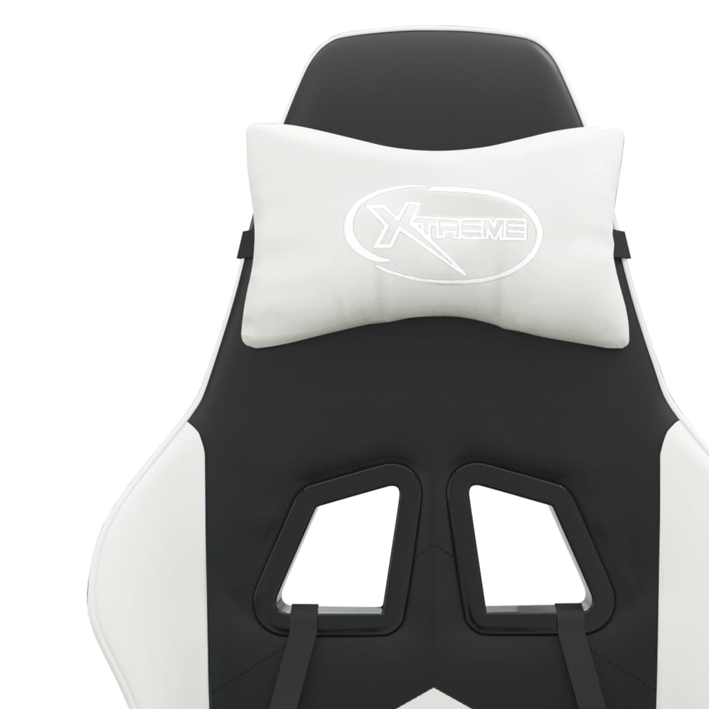 Gaming Chair Swivel Black and White PU Leather