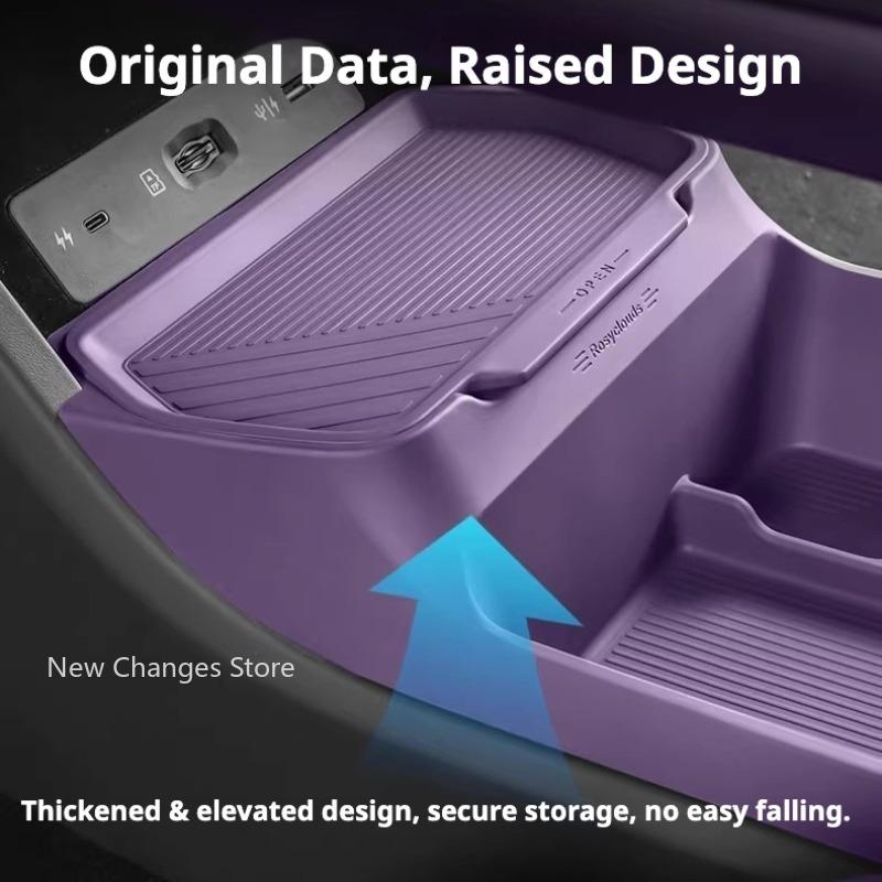 Car Under Central Console Storage Box for Avatr 07 2024-2026 Under Armrest Silicone Storage Box Compartment Interior Accessories
