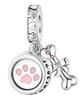 S925 Silver Cute Dog Charms Bead Keychain Animal Puppy Teddy Yorkshire Terrier Crab Paw Whale Rooster Snake Crocodile Jewelry