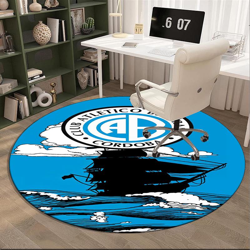 Atletico Belgrano Crest Round Rug for Livingroom,Bedroom, Palyroom, Chair Rug, Area rug, Circle Carpet, Large Size Fan Christmas gift