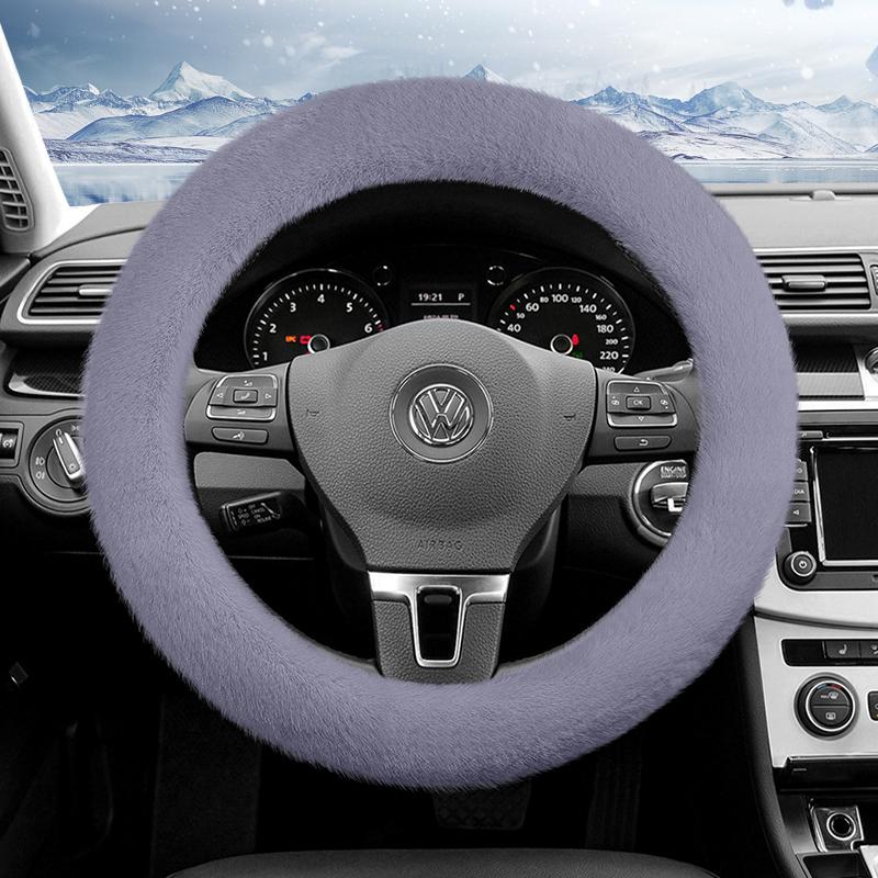 Suitable for Volkswagen Plush Steering Wheel Cover, Autumn and Winter Warm Non-Slip Protective Cover, Golf Tiguan Polo T-Roc Jetta Id.4 Id.3 Atlas
