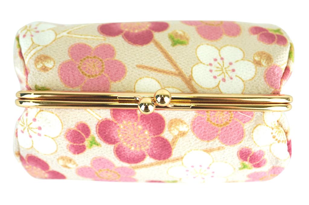 Wa KOMONO Komon Kobo Uni Hergestellt in Futago Chirimen Japanisches Muster Kosmetiktasche Pflaume Einheitsgröße (0105-4) Seni, Japan, [Moderne Blüte/Rosa],
