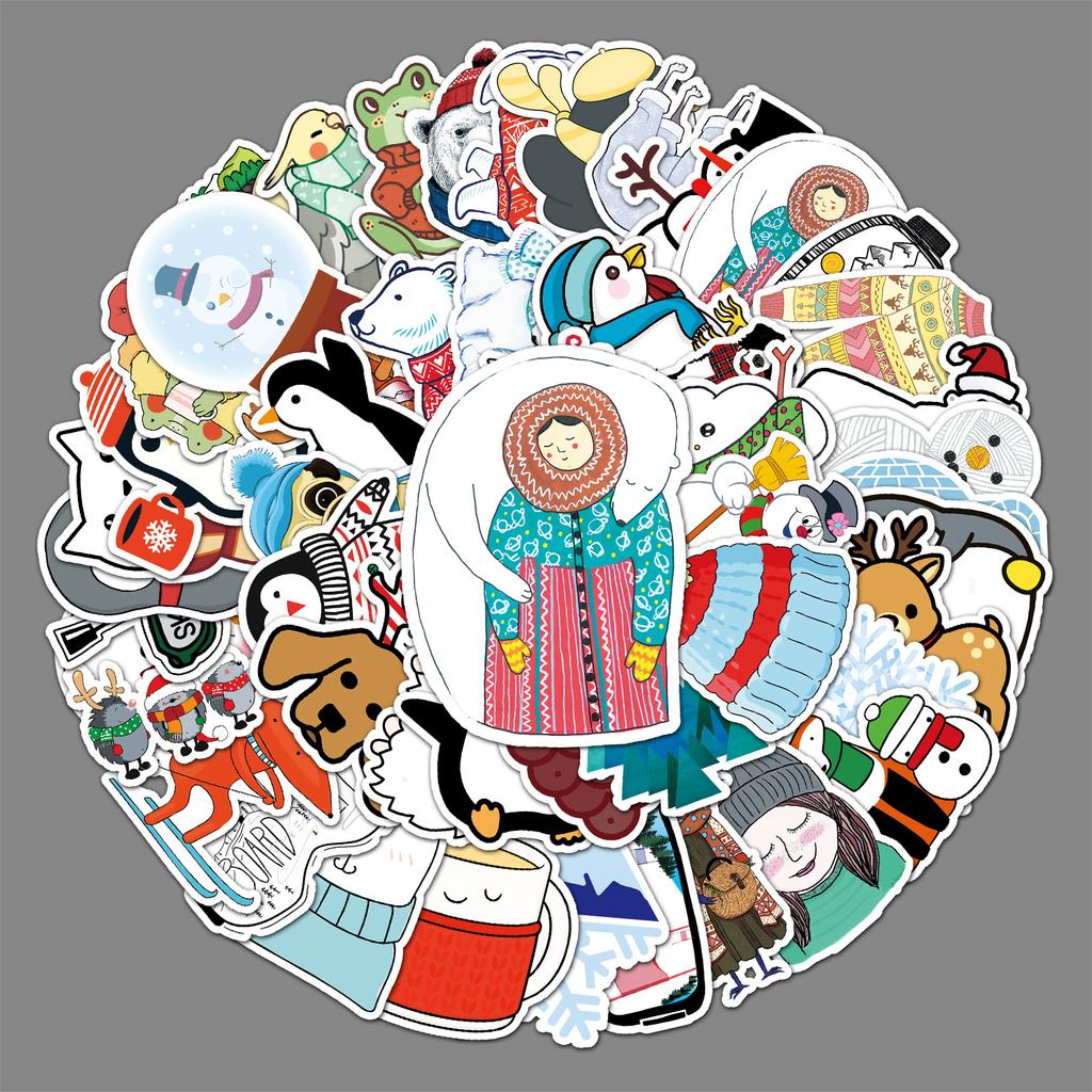 50 Pictures of Winter Fresh Graffiti Personalized Cartoon Guka Decorative Skateboard Water Cup Suitcase Stickers Waterproof