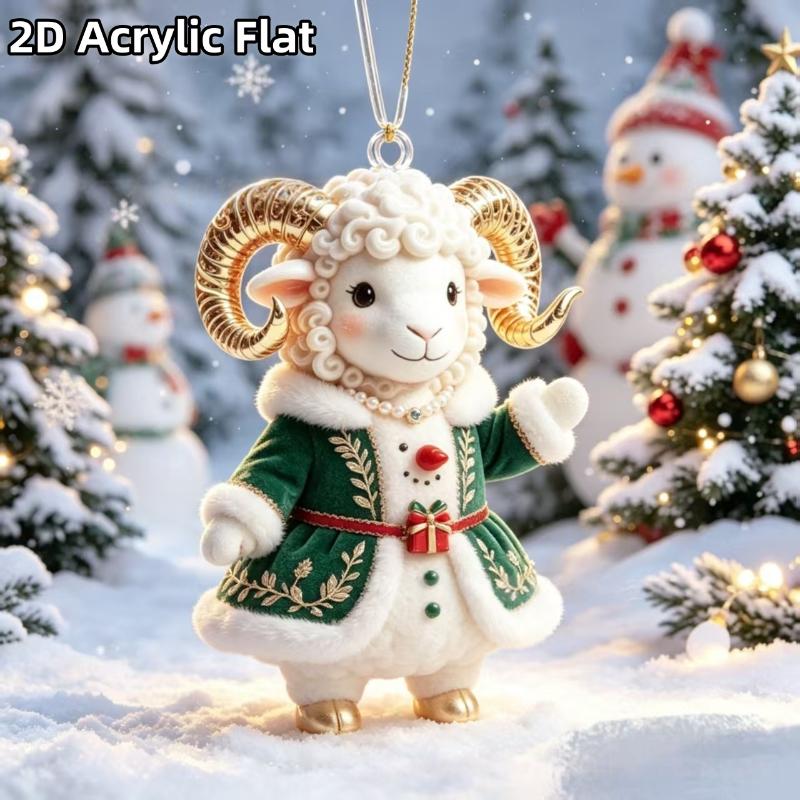 Shining Goat Hanging Ornament 2D Flat Embossed Pattern Goat Bag Charm For Festive Occasions Gifts