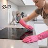 Latex Cleaning Gloves with Fleece Lined Dishwashing Gloves, Waterproof Natural Household for Bathroom Non-Slip Grip Long Cuff Warm Kitchen Laundry