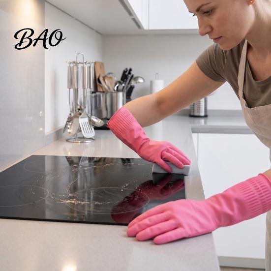 Latex Cleaning Gloves with Fleece Lined Dishwashing Gloves, Waterproof Natural Household for Bathroom Non-Slip Grip Long Cuff Warm Kitchen Laundry