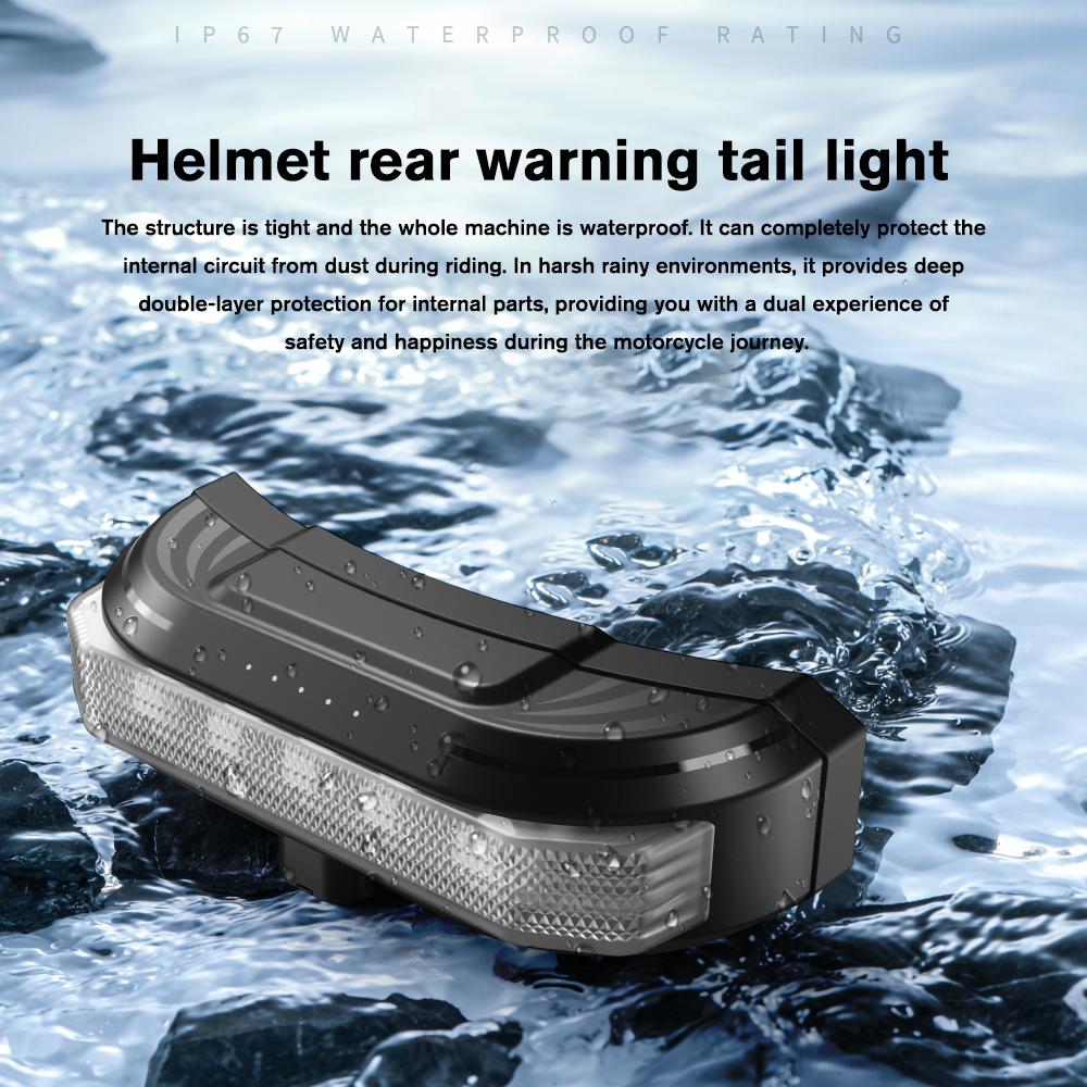 BT80 2-in-1 Bluetooth 5.4 Motorcycle Helmet Headset with Rear Warning Tail Light Waterproof Auto Answer 2000Mah Battery Earphone