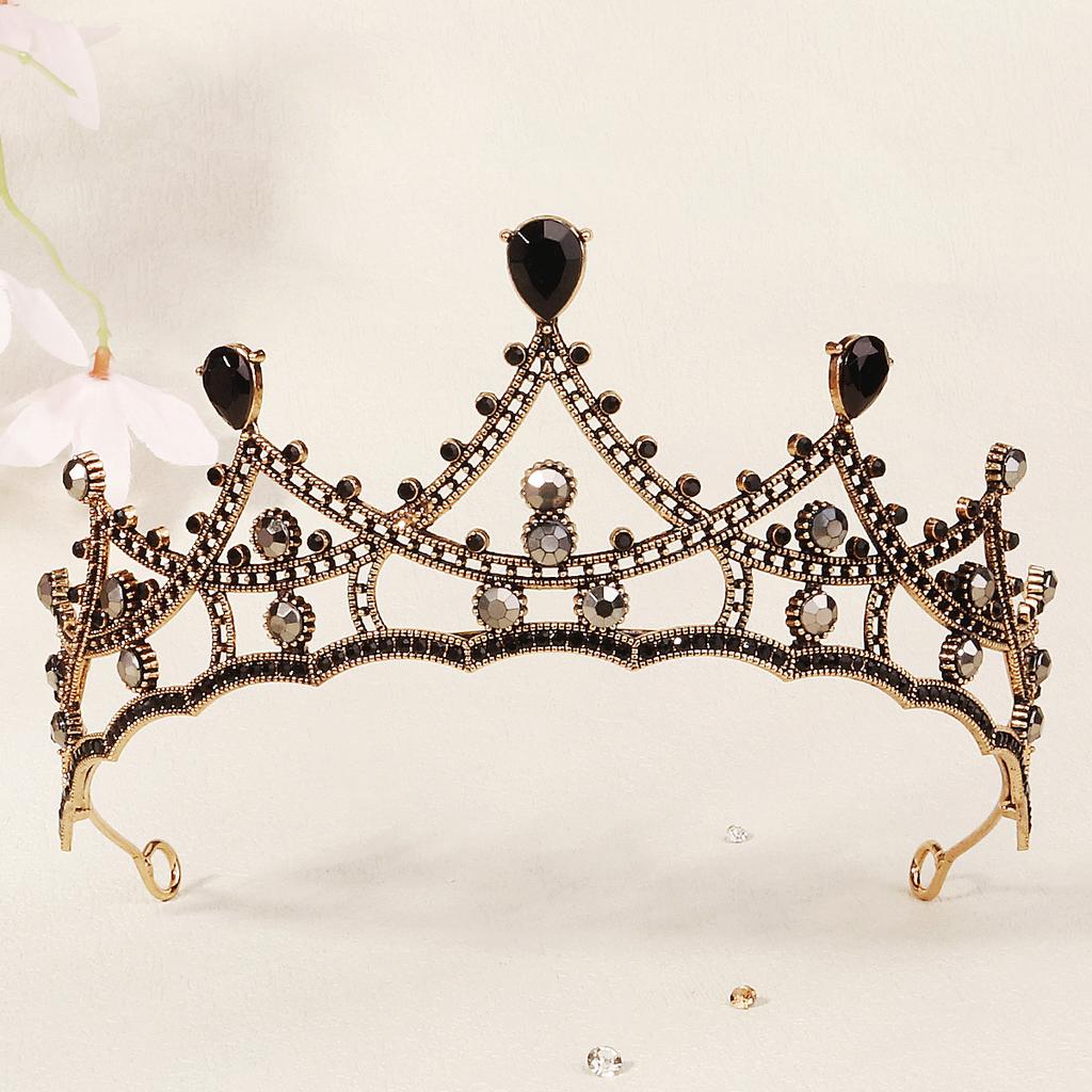 Halloween Jewelry Rhinestone Alloy Crown Holiday Party Dance Dress Headdress High-end Black Crown
