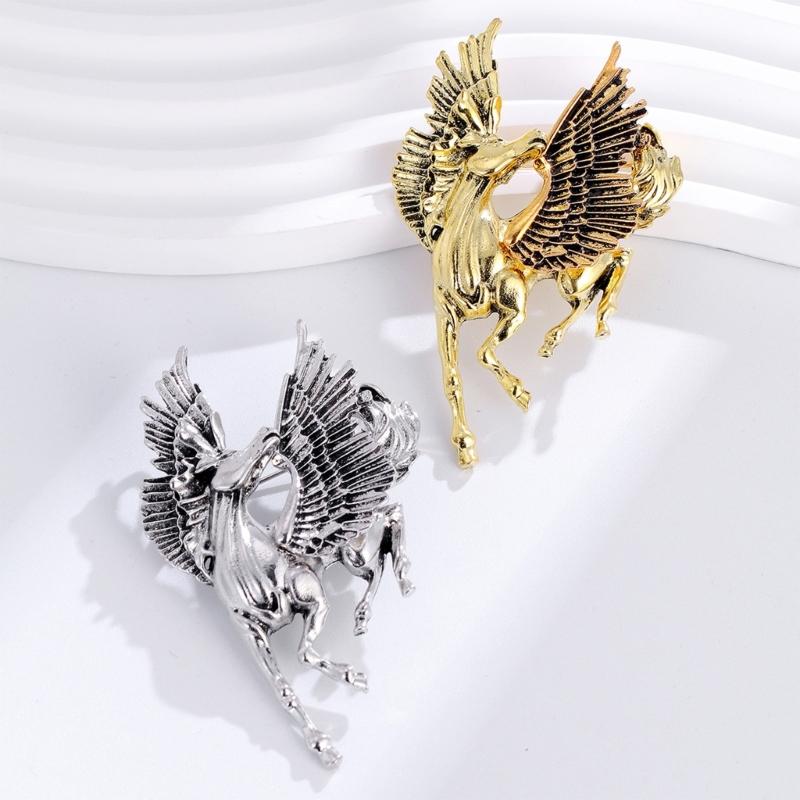 Elegant Pegasus Brooch Made from Sturdy Plated Alloy Symbolizing Freedom Perfect for Stylish Accessories