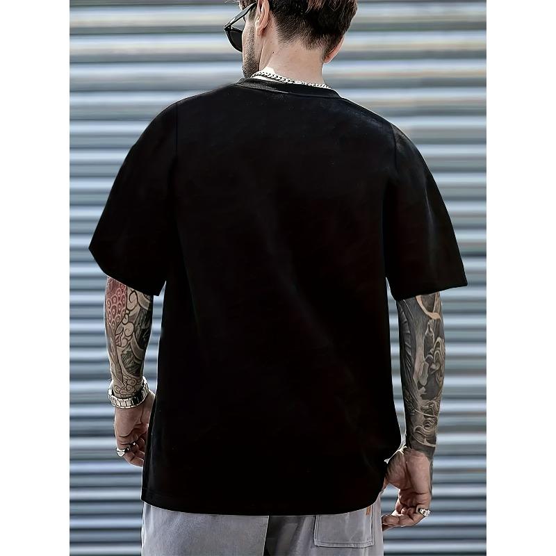 Europäische Größen Get Money Print Herren Kurzarm T-Shirts, Bequeme Lässige Elastische Rundhals Oberteile Für Herren Outdoor-Aktivitäten