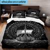 Viking Ship At Sea 3pcs Bedding,Including 1pc Duvet Cover And 2pcs Pillowcases Perfect for Christmas,Ideal for Bedroom, Dormitory