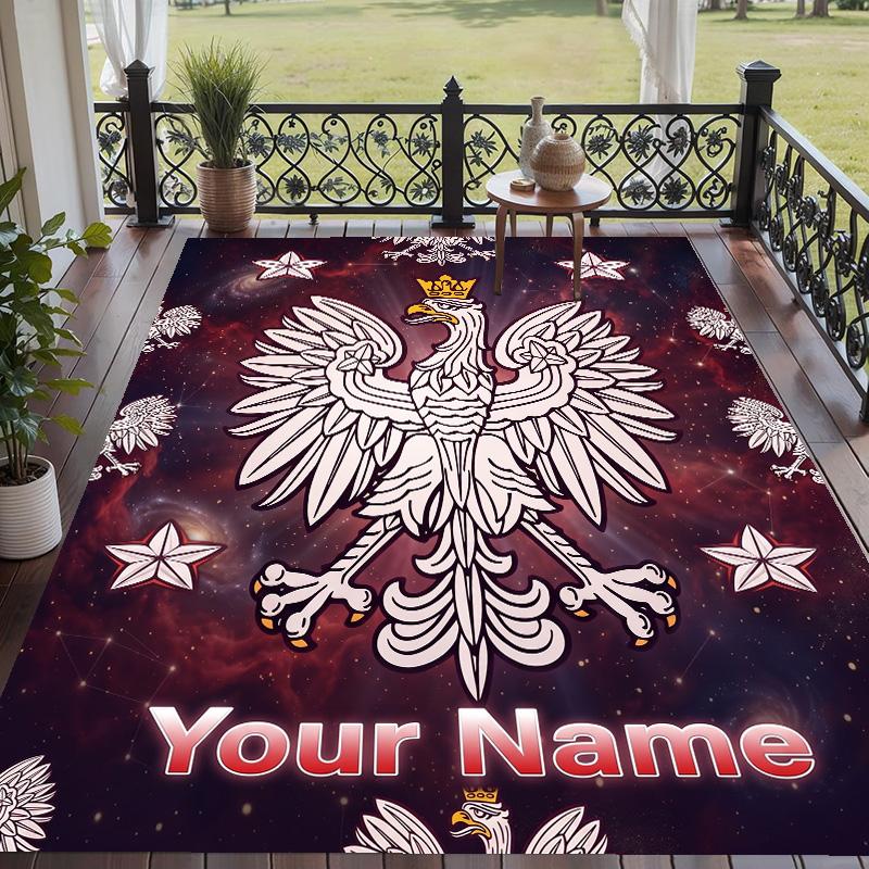 Custom Text Printed Rug Poland Football Non Slip Floor Carpet For Home Room Decor