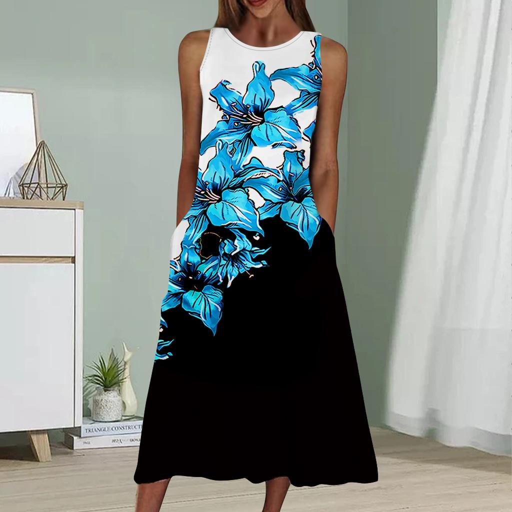 Rochie fără mâneci sexy la modă de vară Rochie sling fără mâneci Moale Casual 3D Ginkgo Leaf Print Rochie