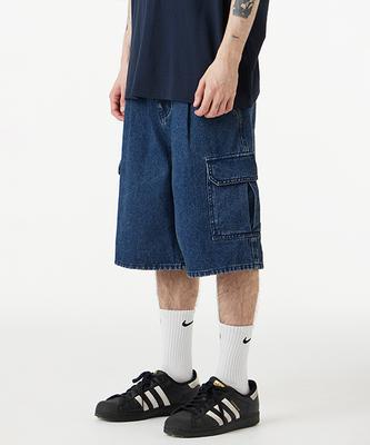 URBANAGE Bermuda Cargo Denim Shorts_Medium Blue