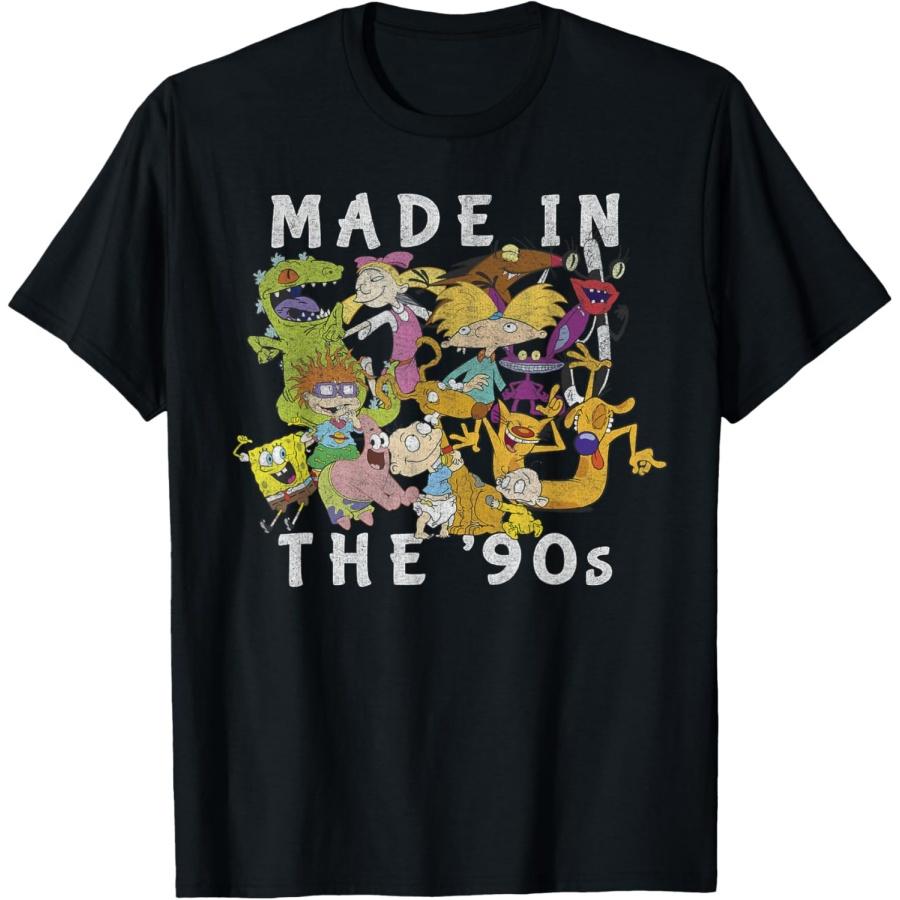Nickelodeon Made In The 90 s Faded Character Collage T-Shirt S чёрный