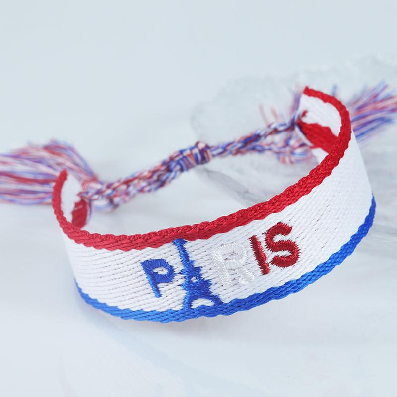 Sports Meeting Paris Couple Webbing Bracelet Embroidery Multicolour Pattern