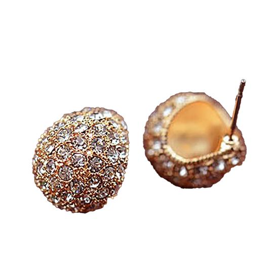 1 Pair Women Fashion Crescent Moon Shining Rhinestone Stud Earrings for Daily Life