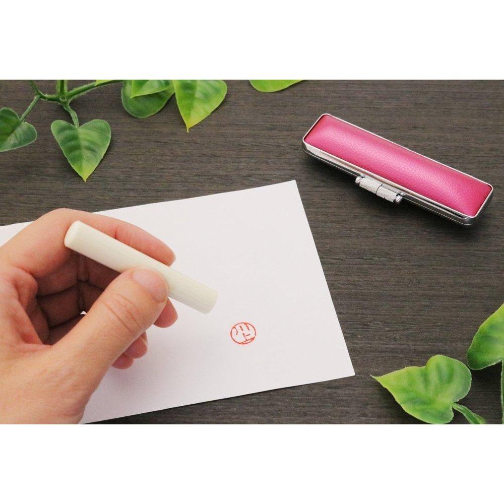 Hatamasa Shimomura Japonský Hanko Jmenné Razítko Bílé Kulaté 10mm Faux Slonovina Akryl Mitomin Osobní Podpisové Razítko Vyrobeno v Japonsku