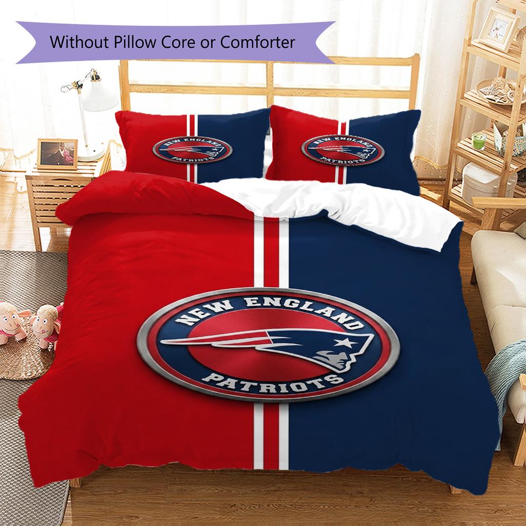 New England Patriots Logo Pattern Bedding Set Quilt Cover Pillowcase Home Decor Gift (1 * duvet cover + 2 * pillowcase, without co