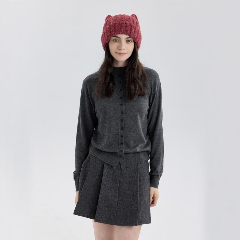Personality cute cat ear solid color pullover knitted wool cold hat thickened warm autumn and winter hat schoolgirl