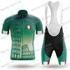 Set Maglia Ciclismo Classica Squadra Italia Uomo Donna Bandiera Italia Abbigliamento Ciclismo Bianco Verde Nero Maglia Bici da Strada Completo MTB Ropa