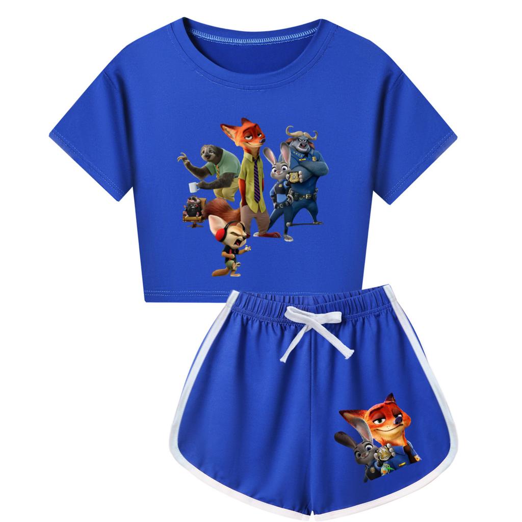 Kids Summer Sport T-Shirt And Shorts 2 Piece Outfit Tracksuit Set Short Sleeve Print Crop Tops With Clothing Set