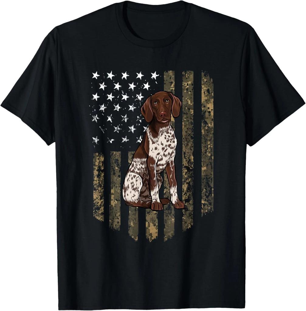 Camo American Flag German Shorthaired Pointer 4th of July Gift Unisex T-Shirt