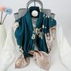 90*90cm Hijab Scarf Floral Pattern Neckerchief Simple Silk Square Scarf