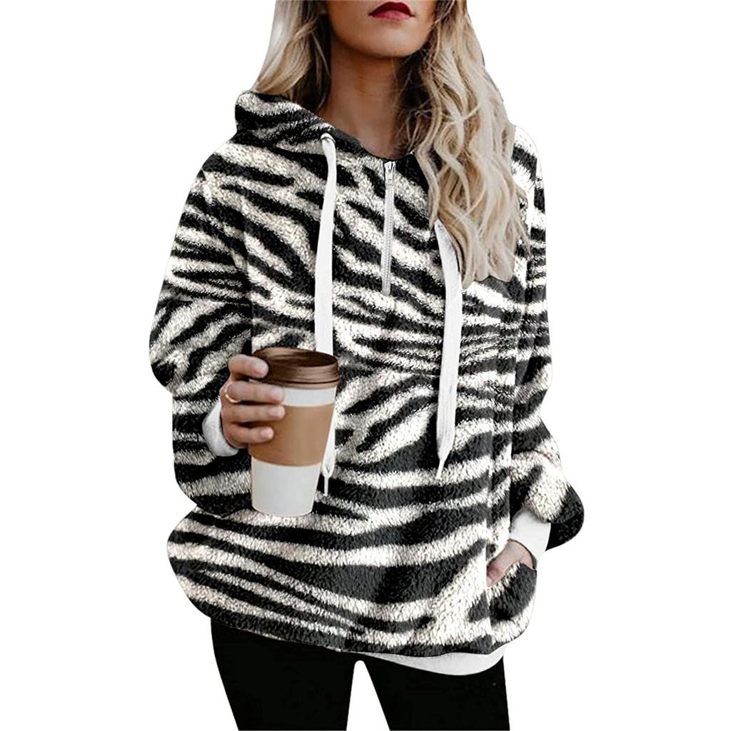 Women's Winter Casual Fashion Loose Plush Insulation Drawstring Hooded Jacket
