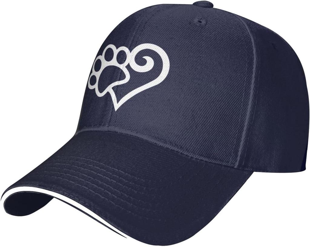 Paw Print Heart Graphic Baseball Cap Polyester Adjustable Casual Unisex Sandwich Hat