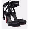 Chengdu leather-soled women's shoes fashion runway satin ribbon bag head waterproof table thin heel ballet bow sandals