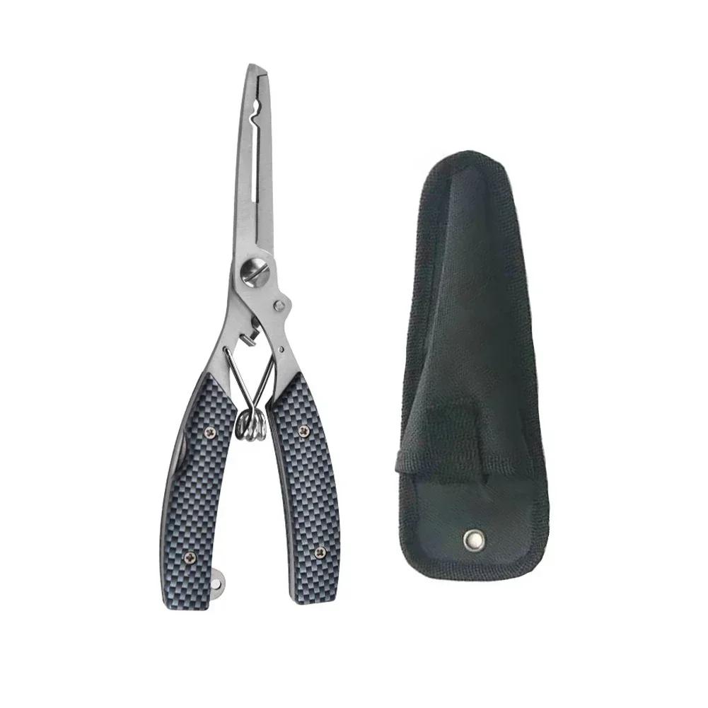 Lure Pliers Camo Curved Nose Stainless Steel Scissors Control Fish Pliers With Knife Open Steel Ring Cutting Line Fishing Tools