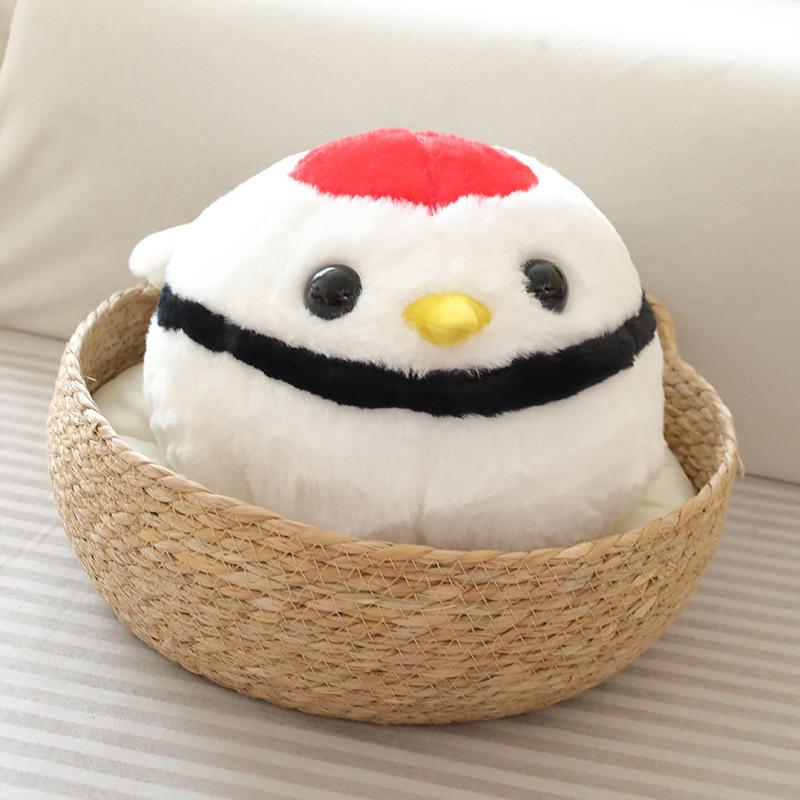 Cartoon Red-Crowned Crane Plush Toy - Spherical Bird Cloth Doll