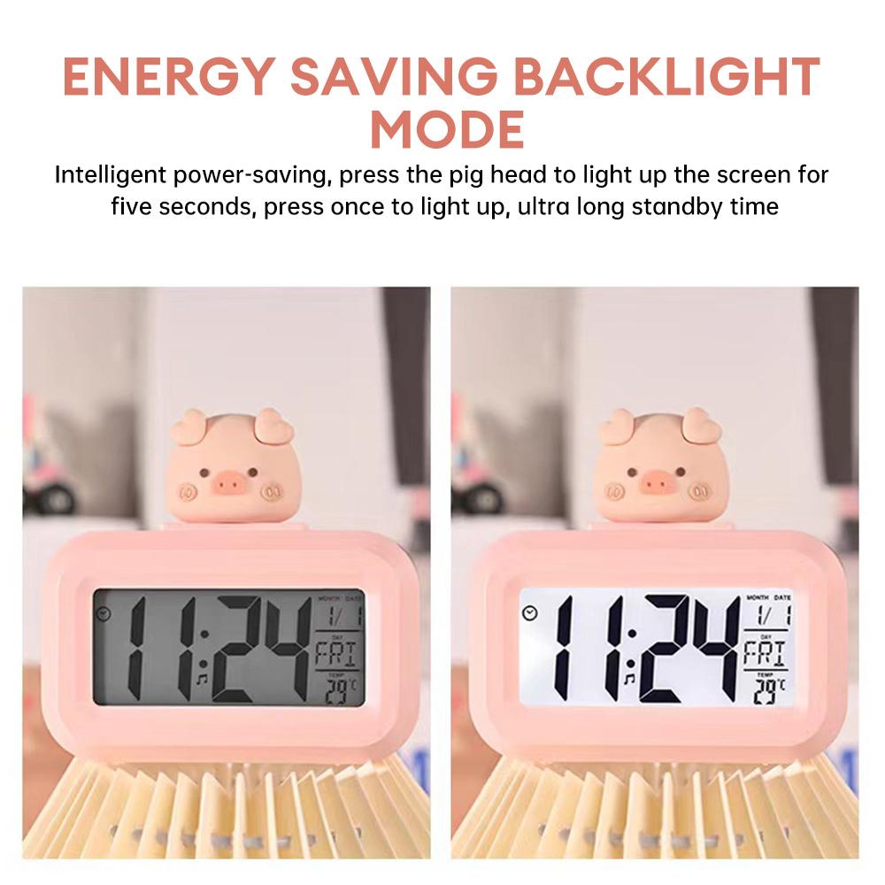 Mini Cute Multifunctional Alarm Clock with Temperature Display Digital Alarm Clock Calendar Clock Desktop Table Clock Home Decor
