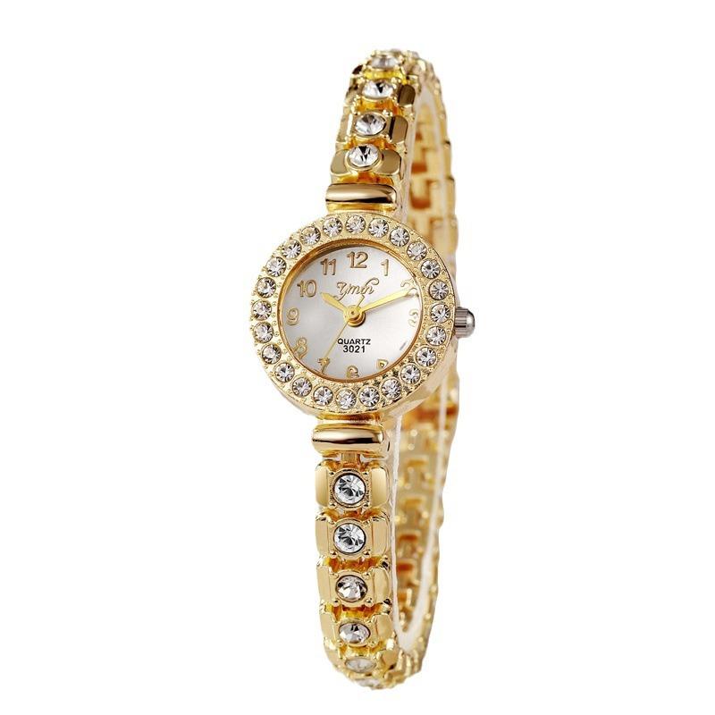 Women Small Full‑Diamond Diamond‑Inlaid Bracelet Quartz Jewelry‑Style Wristwatch