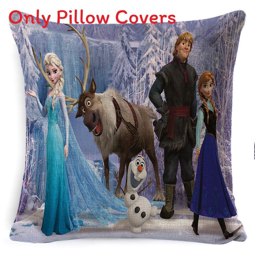 The Frozen Snow Queen Cartoon Cushion Cover Linen Material Cozy Spaces Home