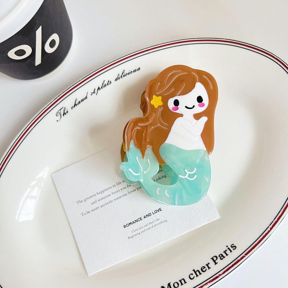 Geometry Creative Hair Claw Ponytail Clip Acetic Acid Shark Clip Cartoon Mermaid Hair Claw  Girls