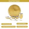 Heavy Gauge Stainless Steel Dinner Set | Gold PVD Plated Steel Thali Set | Stainless Steel Dinner Set for Kitchen | Pack of 1
