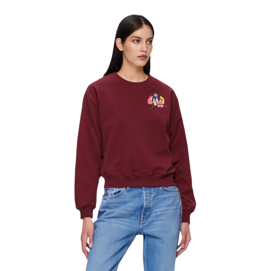 Off-White Flower Sweatshirt Maroon Women Tops Red OWBA026E180030412488