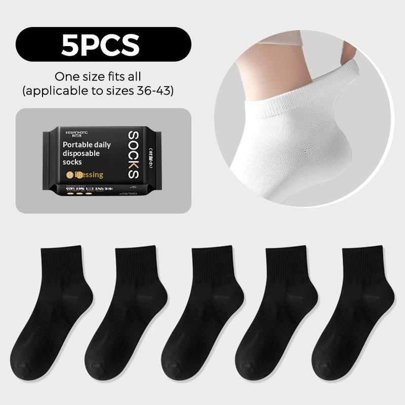5 Pairs Disposable Cotton Socks Day Throwing Socks Deodorant Leave-In Autumn And Winter Long Tube